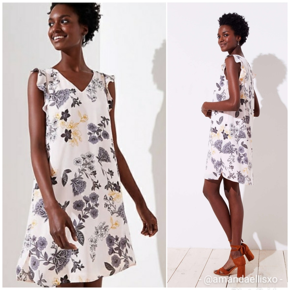 Ann Taylor Loft Floral Flutter Shirttail Dress